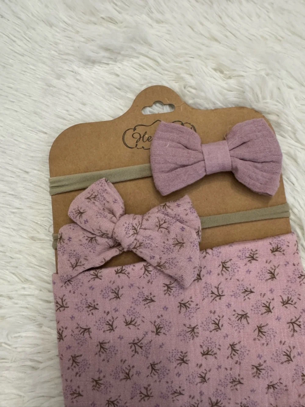 Baby girl bandana bib with matching headband bow set of 3